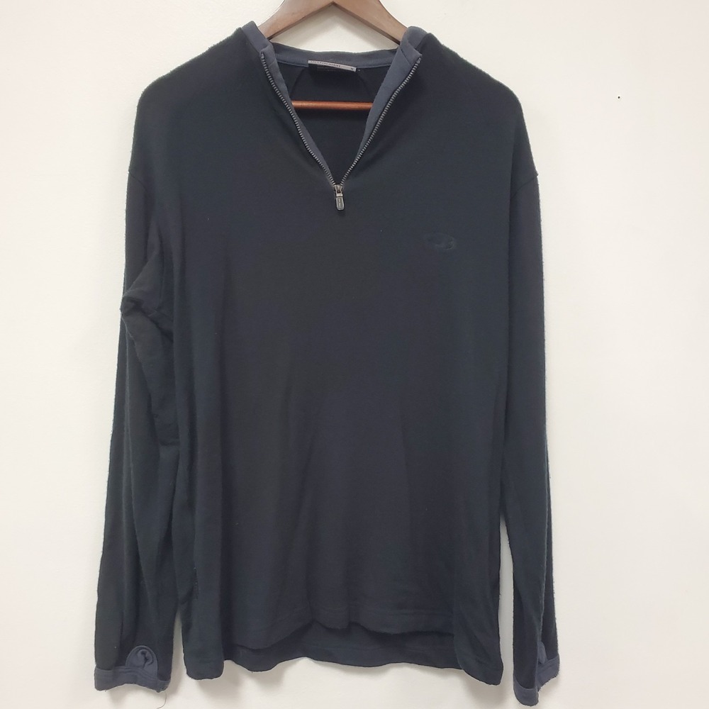 Icebreaker Mens Sport 320 1/4 Zip Pullover Merino Wool Sweatshirt M Black